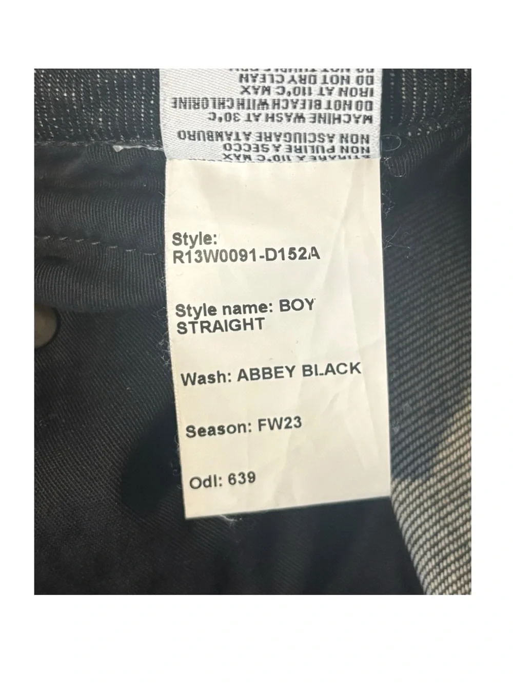R13 Boy Straight Leg Jeans - Abbey Black - Picture 6 of 6
